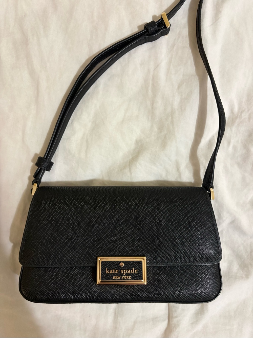 kate spade Black Saffiano Crossbody with Gold Hardware